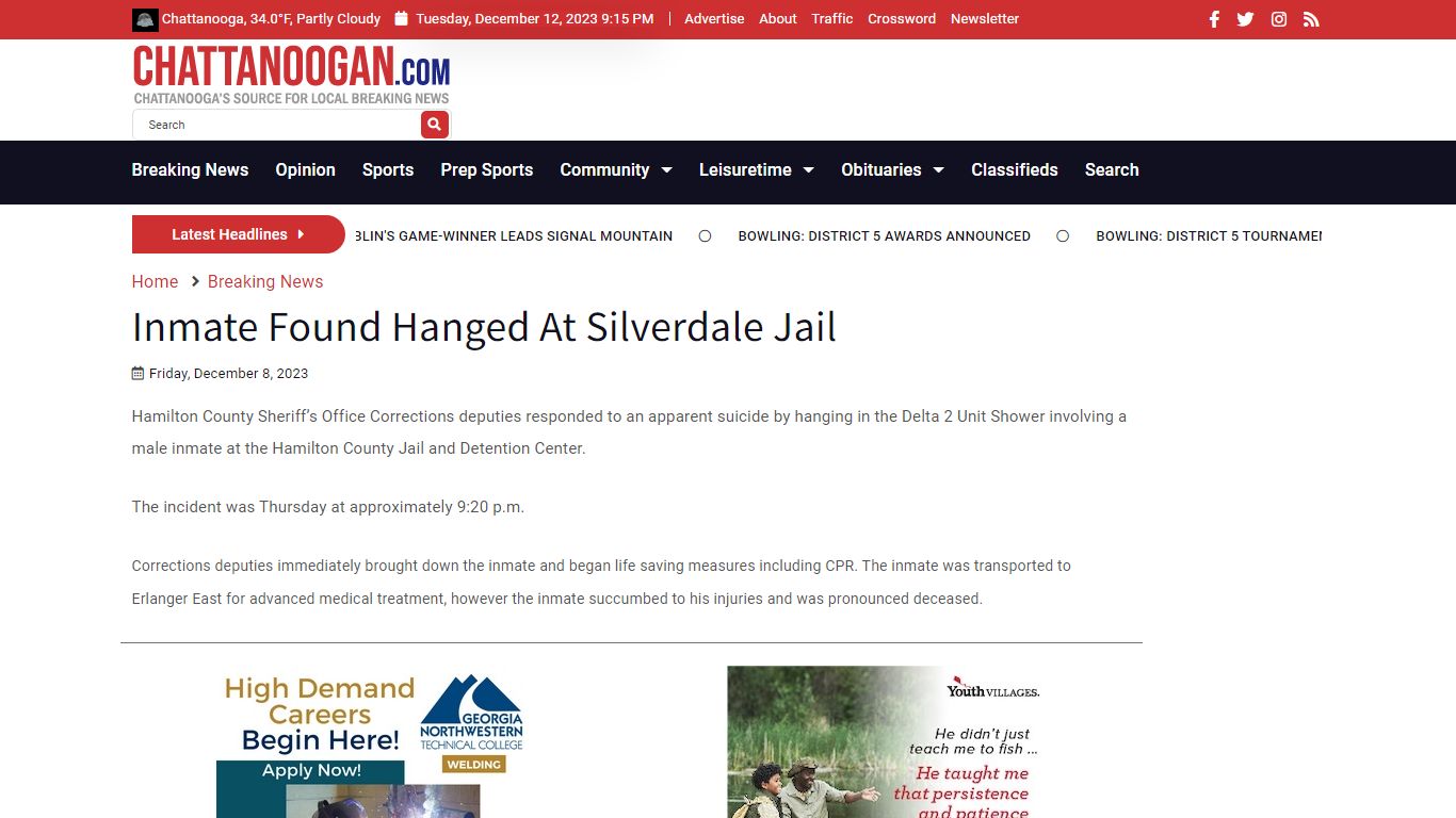 Inmate Found Hanged At Silverdale Jail - Chattanoogan.com