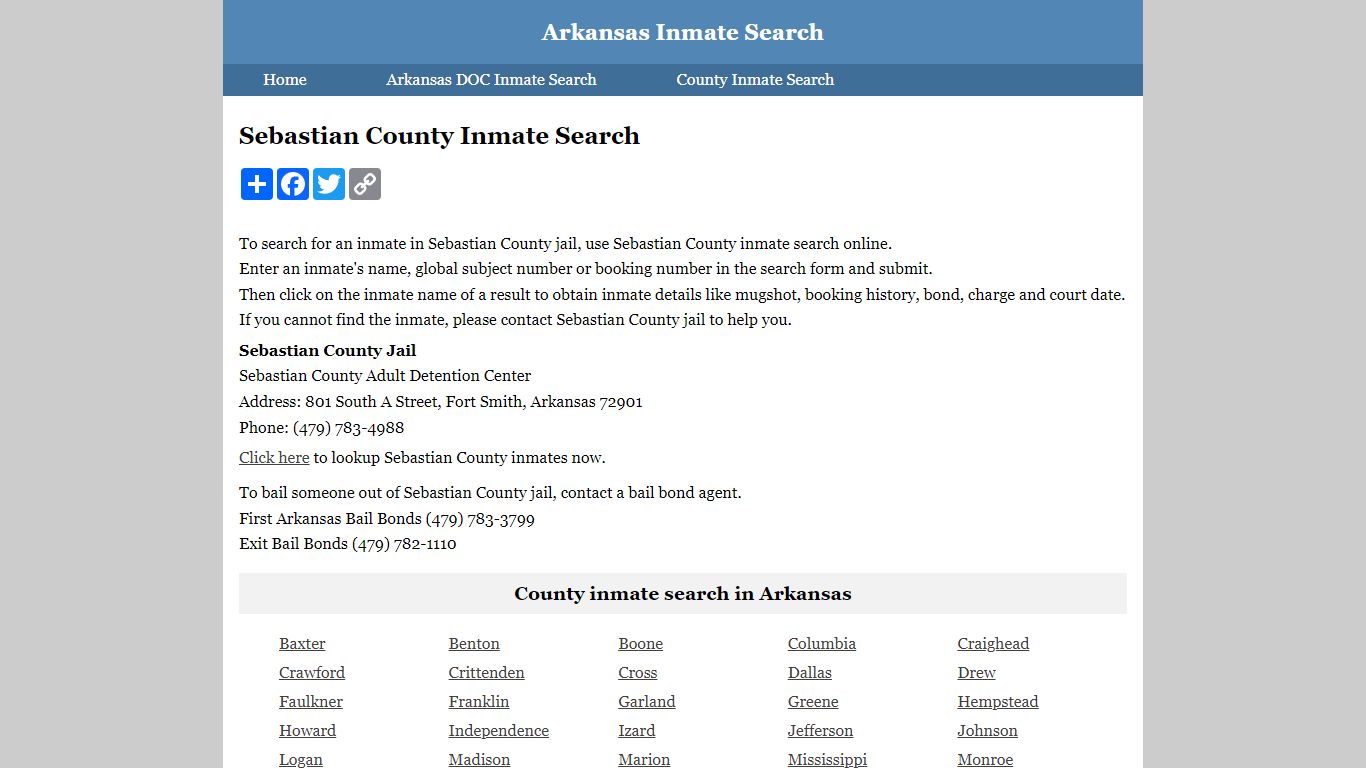 Sebastian County Inmate Search